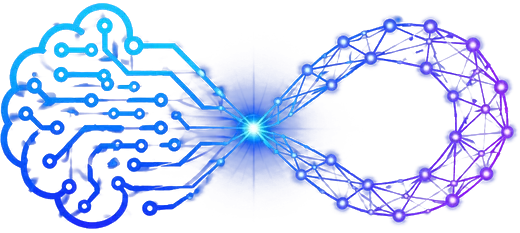 شعار Infinity AI: دماغ من الدوائر الإلكترونية يلتقي بحلقة لا نهاية عصبية